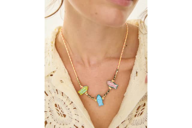 Oliver Bonas Everleigh Multi Fish Pendant Cord Necklace