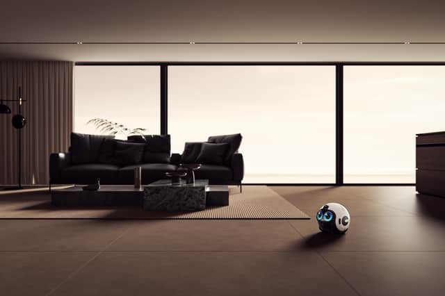 The Ebo Max uses facial recognition and long-term memory to learn names, routines and household habits over time.