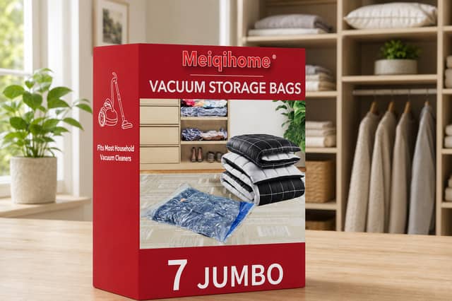 The seven jumbo MEIQIHOME vacuum storage bags are reduced from £17.99 to £11.38