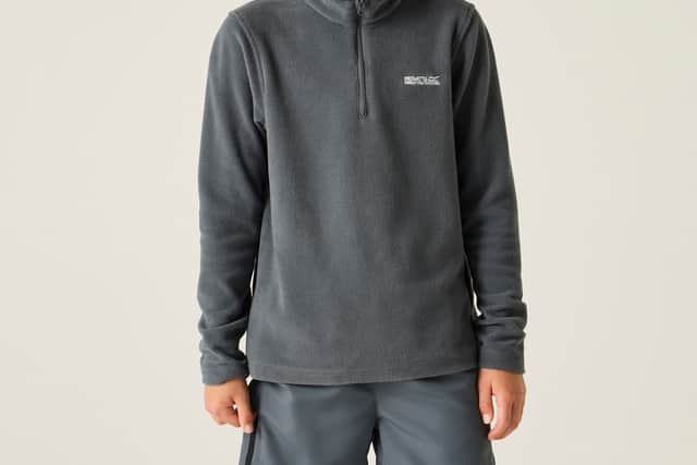 This Kids' Hot Shot II Half Zip Fleece is now £4.80. Pictured is the storm grey colour, but multiple colour options are available.