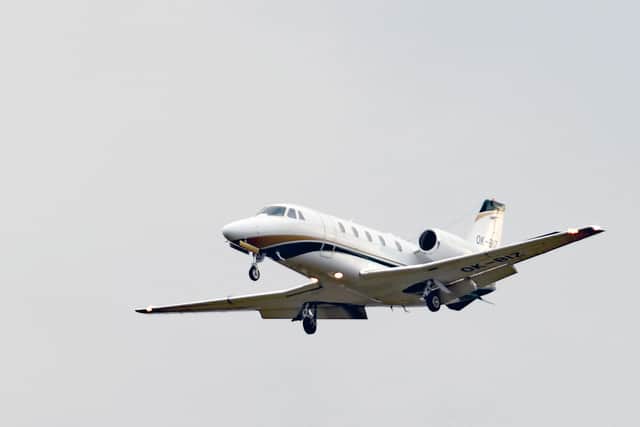 A private jet in the sky