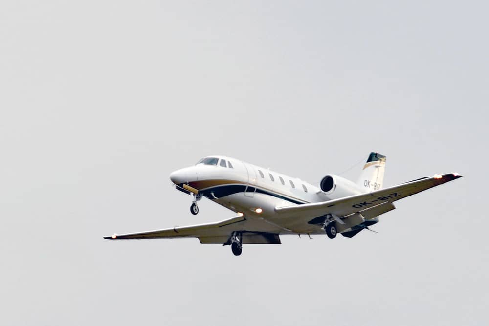 A private jet in the sky