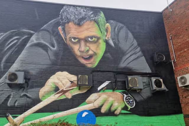 A mural of Ronnie O'Sulllivan at the Spot On Snooker Club in Sheffield