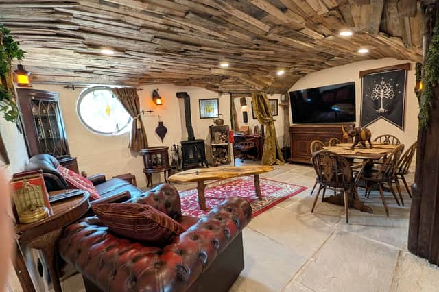 The Tolkien-inspired Hobbit homes are built into the hillside in the Welsh countryside.