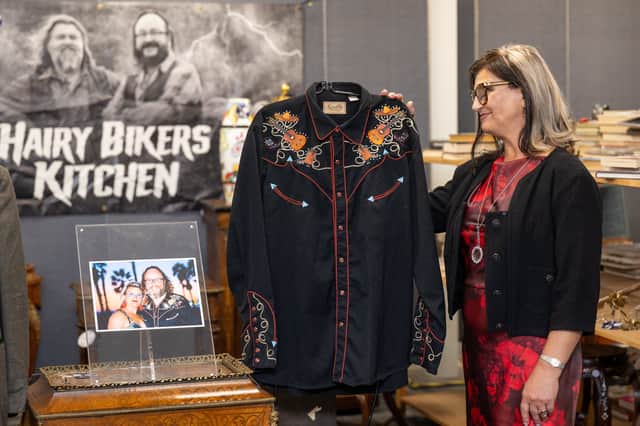 Lili Myers, the wife of the late Hairy Biker Dave Myers at the auction of some of his belongings.