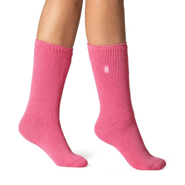 Heat Holders’ Original socks are designed to keep feet warm and cosy, with their thick, brushed inner helping to trap warmth. Pictured is the candy pink colour.