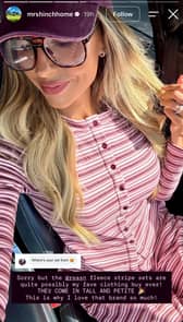 Mrs Hinch has revealed her love for reasn’s fleece stripe sets in an Instagram post, calling them her “fave clothing buy ever”.