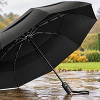 Fed up with inside-out umbrellas? This Tumella windproof brolly is £15.99 with 20% off on Amazon