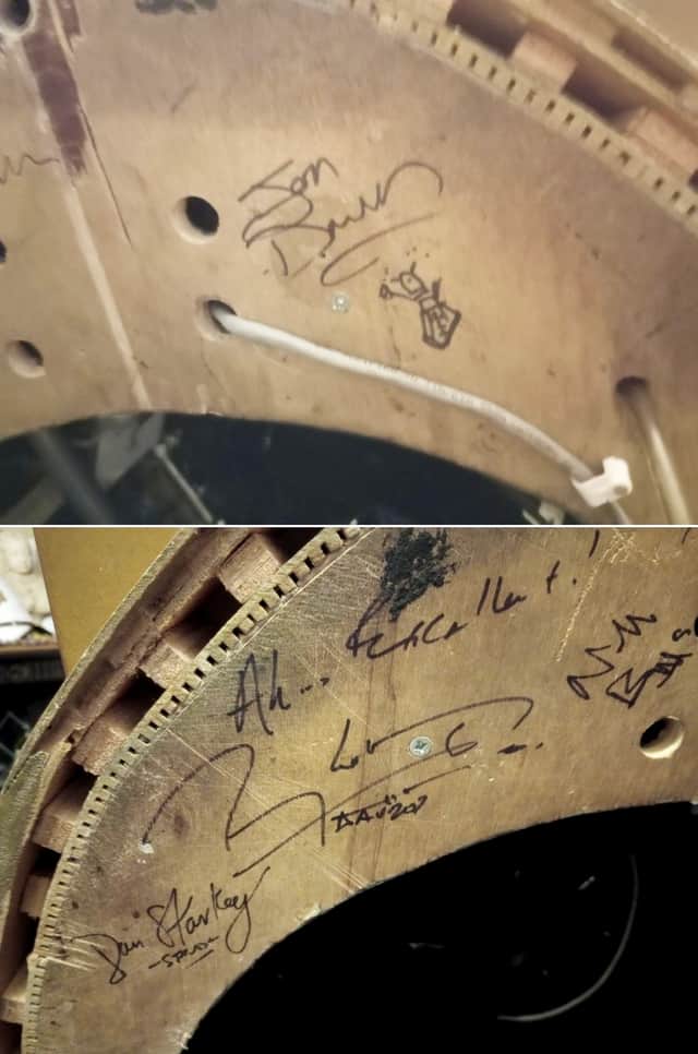 The working Doctor Who replica features motors, joystick controls and signatures from five stars associated with the sci-fi series.