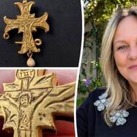 Grandmother strikes gold after finding £20,000 medieval cross while out metal detecting