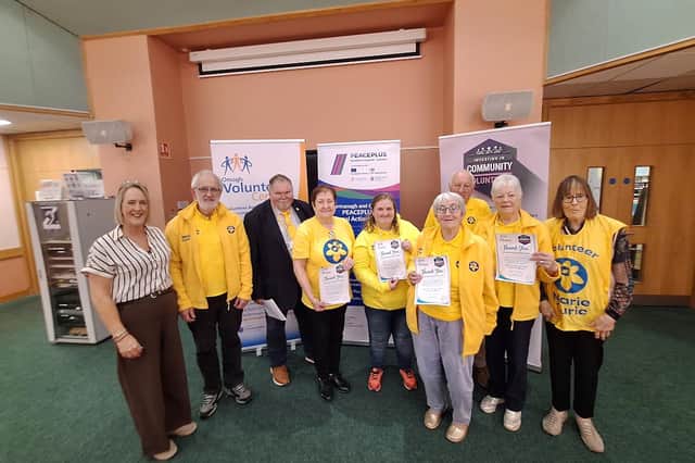 The Marie Curie Omagh volunteers who attended the Volunteer Recognition and Recruitment event held at Omagh Library. SU1042CD26