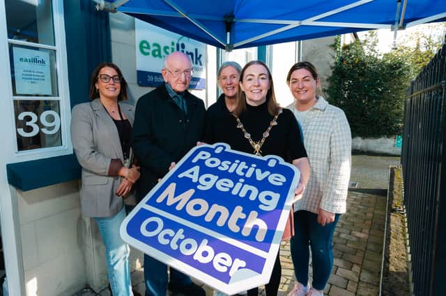 Mayor of Derry City and Strabane District Council, Grace Uí Niallais, pictured with Danny O'Hagan, Easilink chairman, Pauline O'Neill, Age Friendly officer at council,  Caroline Gallagher, manager and Charlene Devine, Motability Project coordinator.