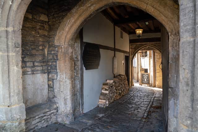 Britain's oldest pub, The George Inn, a historic 14th-century pub in Norton St Philip, Somerset.