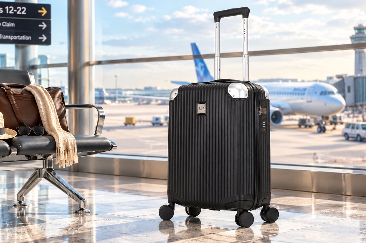 This £25 cabin suitcase has reinforced corners and four spinner wheels