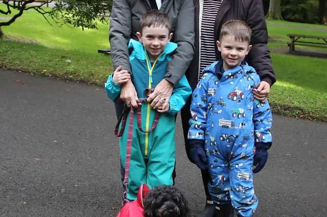 Also taking part in the Gillygooley Youth and Community Development Association's Gortin Glen Sponsored Walk were standing from left: Joyce and Andrea Smyth along with George and Alfie Smyth and their dog Ella. IB0842CD26