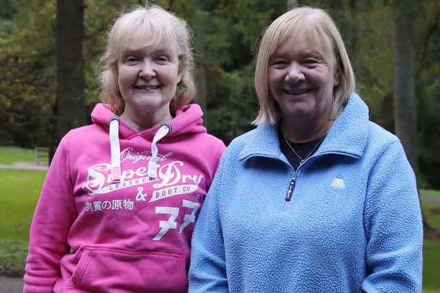 Mavis Elki, left, and Sandra Magee supporting the Gillygooley Youth and Community Development Association Gortin Glen Sponsored Walk. IB0642CD26