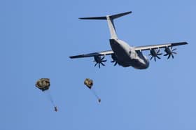 French and British Paratroopers jump from RAF A400’s as part of Exercise RHINO TITAN. 