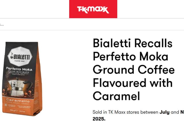 An urgent recall has been issued for the Bialetti Perfetto Moka Ground Coffee Flavoured with Caramel after it was found to contain levels of Ochratoxin A above the permitted limit