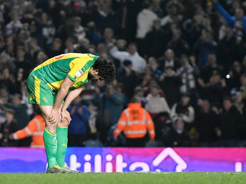West Brom centre back Ahmed Hegazi stands dejected.