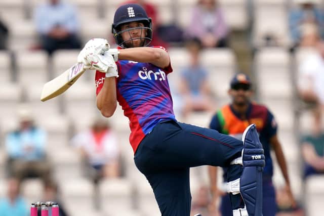 Cutting loose: England's Dawid Malan in action during the Twenty20 International match at The Ageas Bowl. Picture: PA