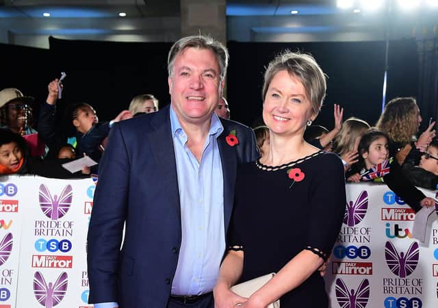 Ed Balls and his wife Yvette Cooper in 2017. Picture: Ian West/PA.