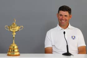 Padraig Harrington of Ireland poses with the Ryder Cup. Picture: Getty Images.