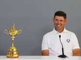Padraig Harrington of Ireland poses with the Ryder Cup. Picture: Getty Images.