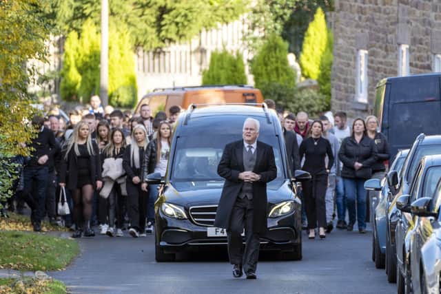 Ryan Geddes' family and friends attend his funeral