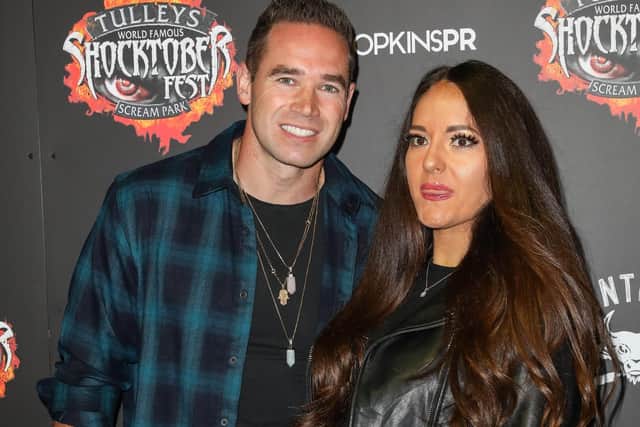 CRAWLEY, ENGLAND - OCTOBER 01: Kieran Hayler and Michelle Penticost attend Shocktoberfest 2021 at Tulleys Farm on October 01, 2021 in Crawley, England. (Photo by Tristan Fewings/Getty Images) SUS-210310-193540001