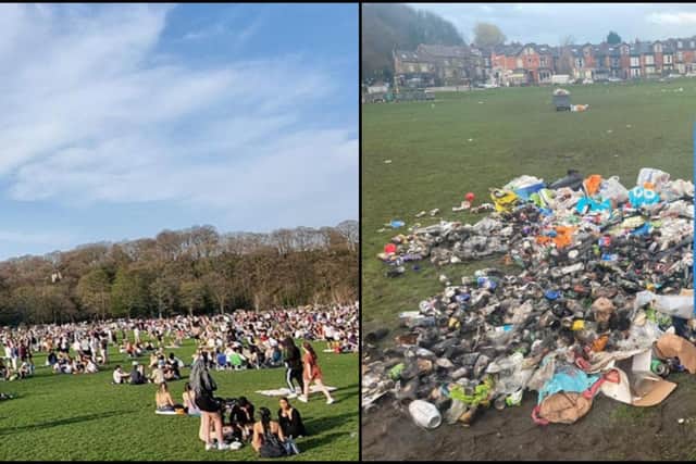Before and After: Brits blasted for leaving piles of litter in parks as mini-heatwave coincides with easing of lockdown restrictions (Photos: Ellen Beardmore)