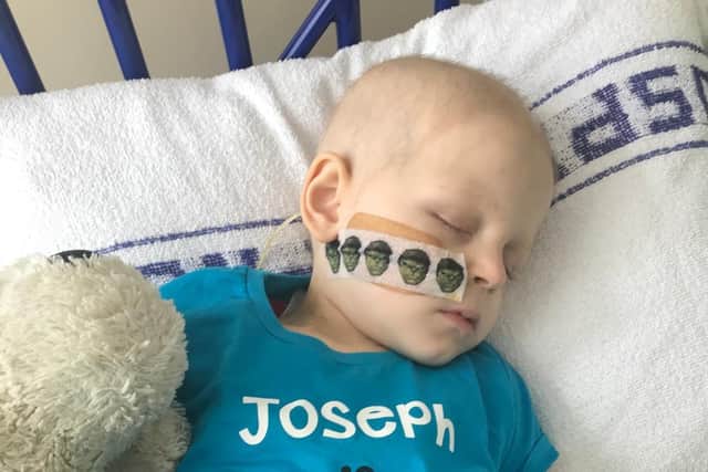 Joseph, 3, was taken into hospital after doctors found a lump in his stomach (Picture: Emma Rees)
