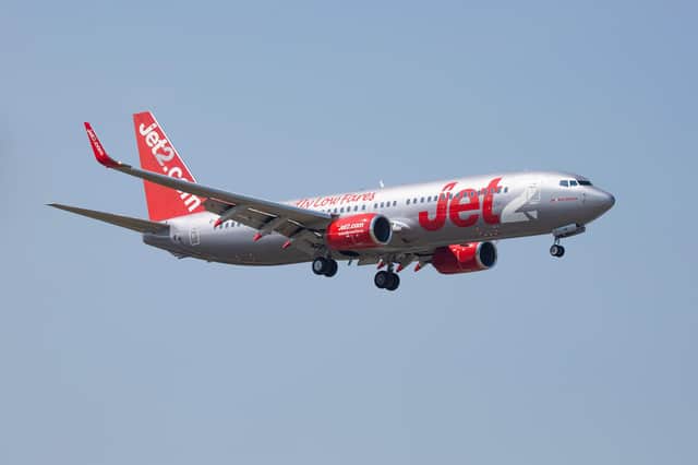 A jet2.com low cost carrier Boeing 737-800 landing at Thessaloniki Makedonia airport