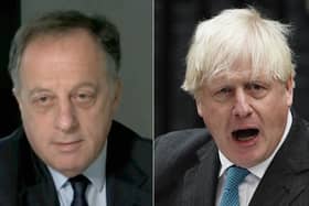 Former BBC chairman Richard Sharp (left) and Boris Johnson. Mr Sharp said he was quitting as BBC chairman to "prioritise the interests" of the broadcaster after a report by Adam Heppinstall found he breached the governance code for public appointments.
