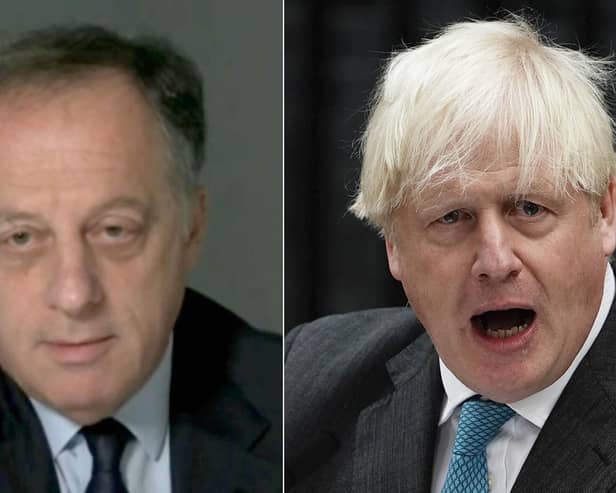 Former BBC chairman Richard Sharp (left) and Boris Johnson. Mr Sharp said he was quitting as BBC chairman to "prioritise the interests" of the broadcaster after a report by Adam Heppinstall found he breached the governance code for public appointments.