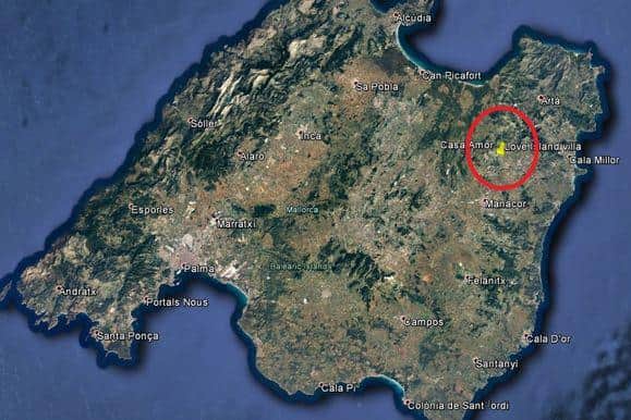 Contestants are flown to Mallorca and then travel to the hidden compound on the east of the Spanish island (Picture: Google Earth)