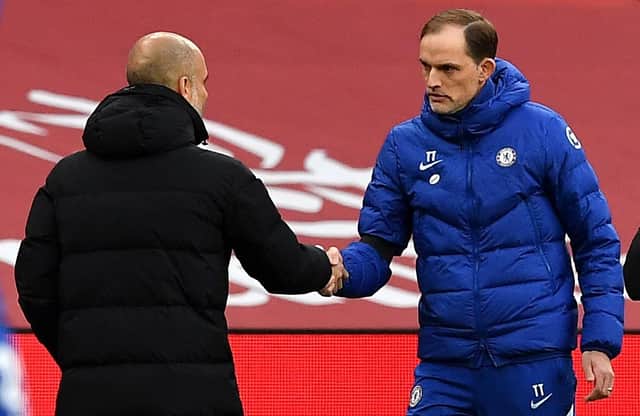 Manchester City manager Pep Guardiola (left) and Chelsea manager Thomas Tuchel. 
