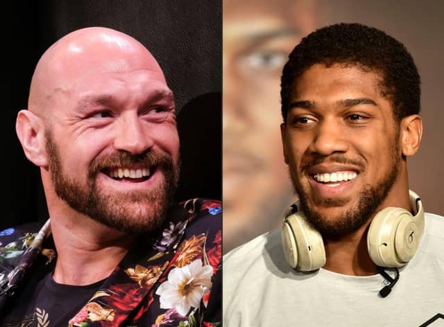 Anthony Joshua labels Tyson Fury a 'fraud'; Fury suggests 'bare-knuckle till 1 man quits' for 40m (Photo by RINGO CHIU,FAYEZ NURELDINE/AFP via Getty Images)