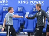 Brendan Rodgers and Graham Potter.  (Photo by MICHAEL REGAN/POOL/AFP via Getty Images)