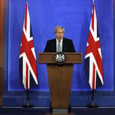 Prime Minister Boris Johnson during a media briefing in Downing Street on May 14 (PA).