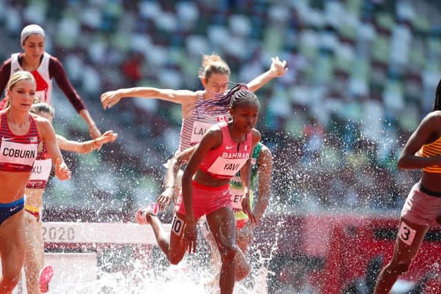 Winfred Mutile Yavi of Bahrain in the heats of the womens 3000m steeplechase (Photo by Roger Sedres/Gallo Images)