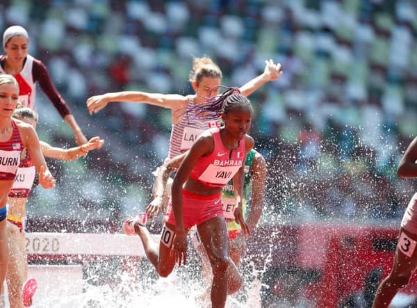 Winfred Mutile Yavi of Bahrain in the heats of the womens 3000m steeplechase (Photo by Roger Sedres/Gallo Images)