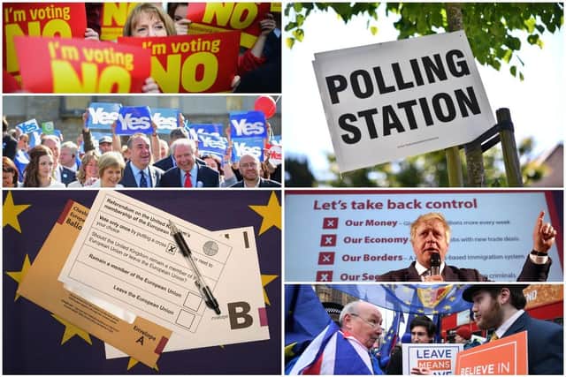It’s five years since our last UK-wide referendum, surely we must be due another? (Photos by Jeff J Mitchell, Carl Court, Leon Neal, Christopher Furlong, Geoff Caddick/AFP, Ben Stansall/AFP - Getty Images)