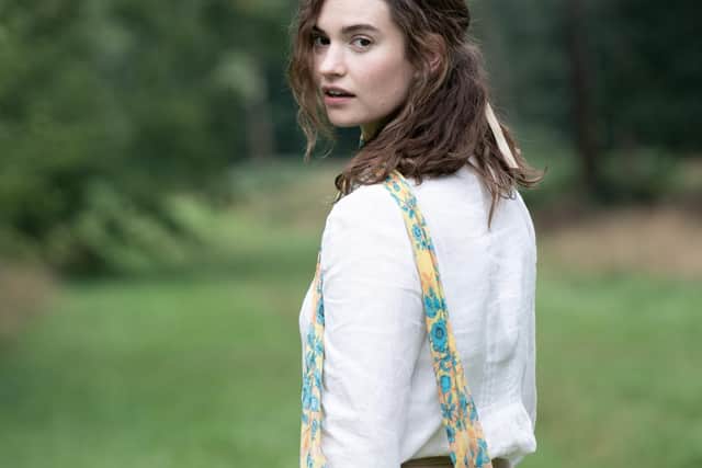 Lily James stars as the show's protagonist, Linda Radlett (C) Theodora Films Limited & Moonage Pictures Limited - Photographer: Robert Viglasky