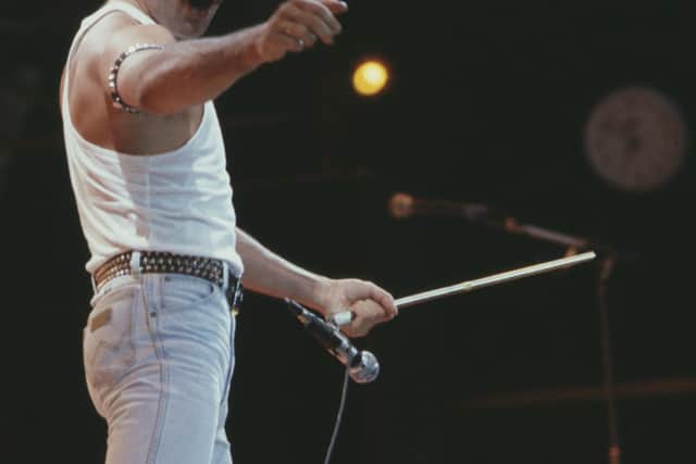 Freddie Mercury, of the pop band Queen, performing on stage during the Live Aid concert in 1985 (PA WIre)