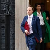 Former Health Secretary Matt Hancock pictured leaving 10 Downing Street with aide Gina Coladangelo after the daily press briefing on May 1, 2020 (Dan Kitwood/Getty).
