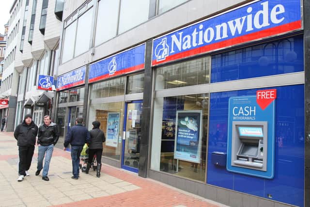 A branch of Nationwide Building Society in Belfast. Nationwide Building Society as unveiled plans to allow 13,000 employees to choose where they work