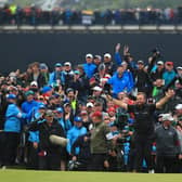 Here's how to watch iconic moments, like the moment Shane Lowry won in 2019, from this year's The Open Championship on TV. (Pic: Getty)