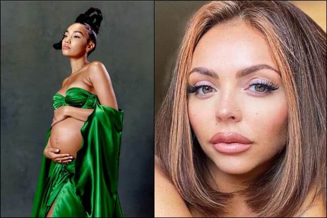 Little Mix's Leigh-Anne was congratulated on her pregnancy announcement by Perrie and Jade, but Jesy failed to comment (Picture: Instagram/Jesy Nelson/Leigh-Anne Pinnock)