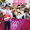 IZU, JAPAN - JULY 26: Thomas Pidcock of Team Great Britain poses with the gold medal after the Men's Cross-country race on day three of the Tokyo 2020 Olympic Games at Izu Mountain Bike Course on July 26, 2021 in Izu, Shizuoka, Japan. (Photo by Tim de Waele/Getty Images)