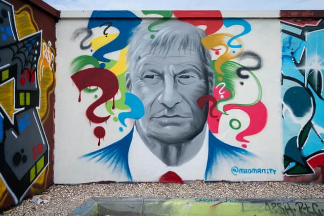 'Why', a mural of Sir David Amess by local Artist Madmanity, at a skate park in Leigh-on-Sea, Essex. The Conservative MP Sir David Amess died after he was stabbed several times at a constituency surgery on Friday. Picture date: Monday October 18, 2021.